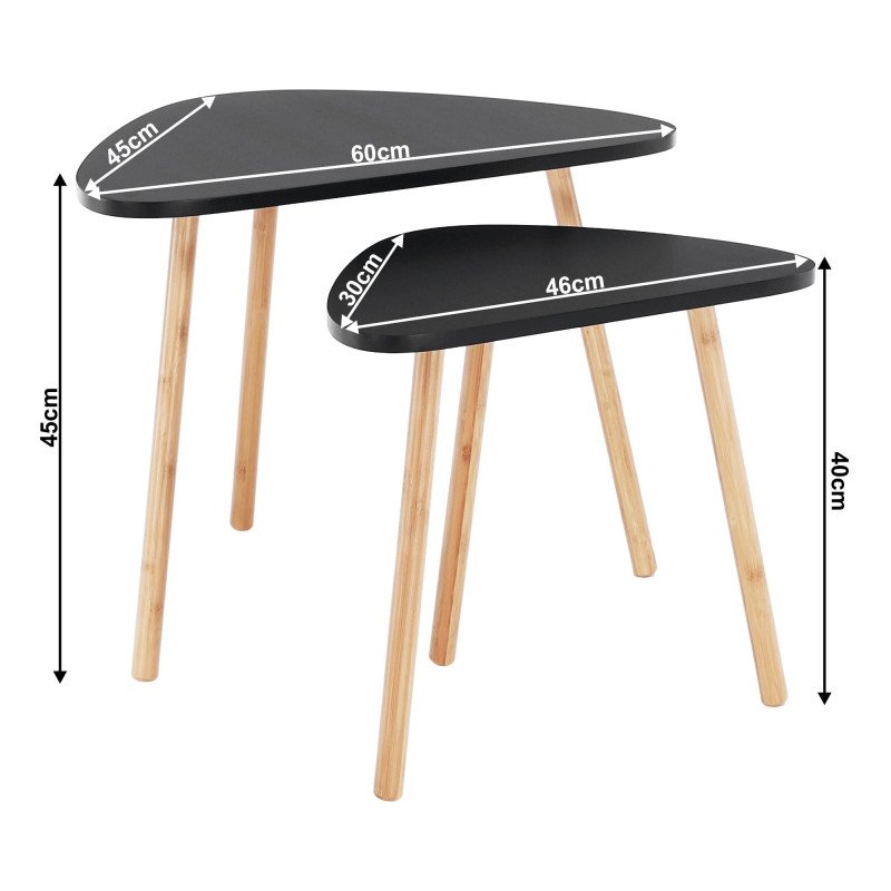 Kondela Set 2 stolíkov, čierna/prírodná, GOREJ