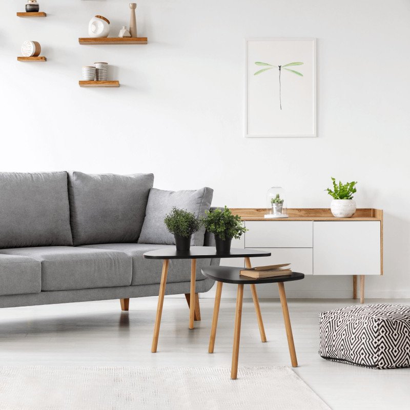 Kondela Set 2 stolíkov, čierna/prírodná, GOREJ