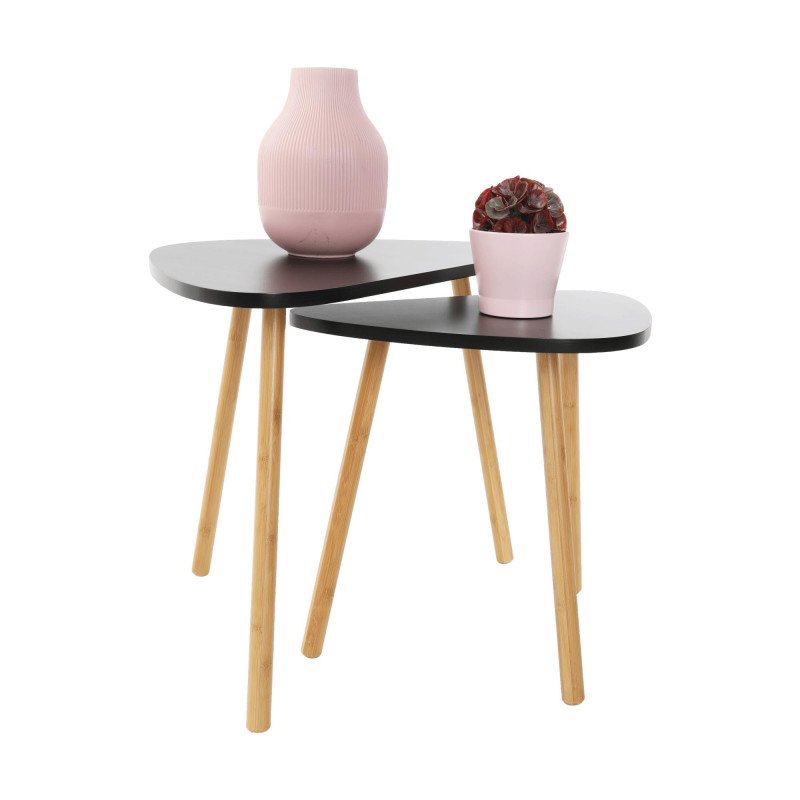 Kondela Set 2 stolíkov, čierna/prírodná, GOREJ