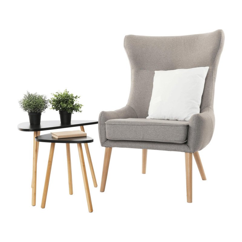 Kondela Set 2 stolíkov, čierna/prírodná, GOREJ