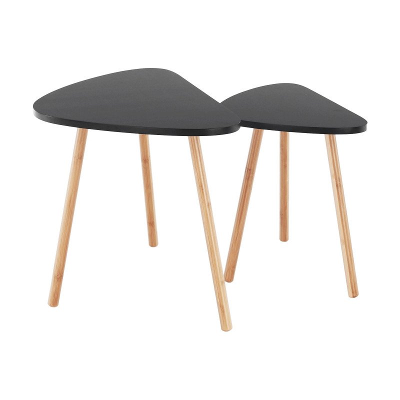 Kondela Set 2 stolíkov, čierna/prírodná, GOREJ