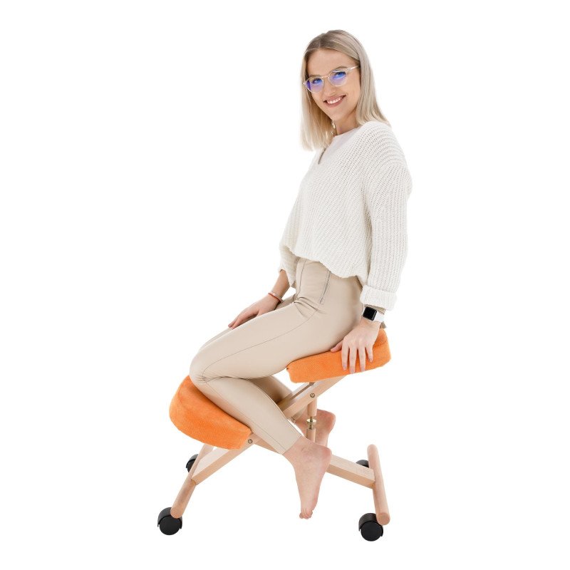 Kondela Ergonomická kľakačka, oranžová/buk, FLONET