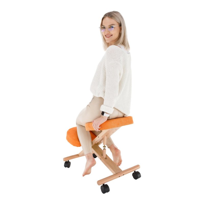 Kondela Ergonomická kľakačka, oranžová/buk, FLONET