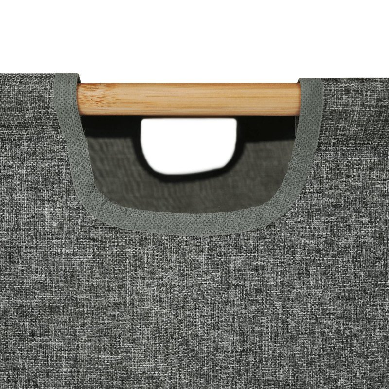 Kondela Regál, lakovaný bambus/látka sivá, KELANA