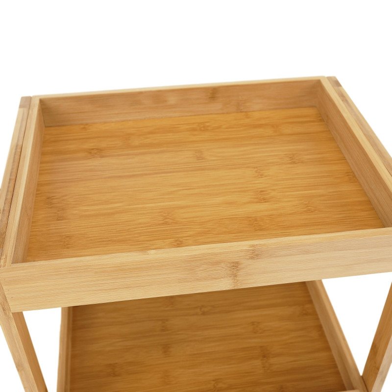 Kondela Regál, lakovaný bambus/látka sivá, KELANA