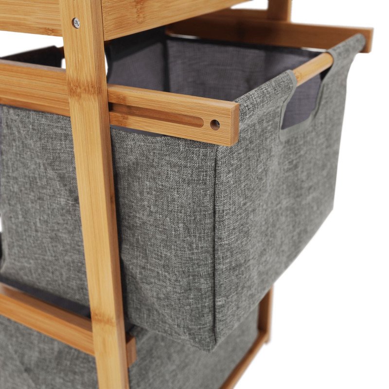 Kondela Regál, lakovaný bambus/látka sivá, KELANA