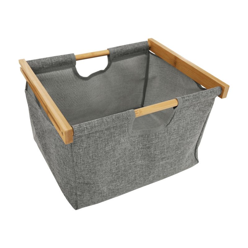 Kondela Regál, lakovaný bambus/látka sivá, KELANA