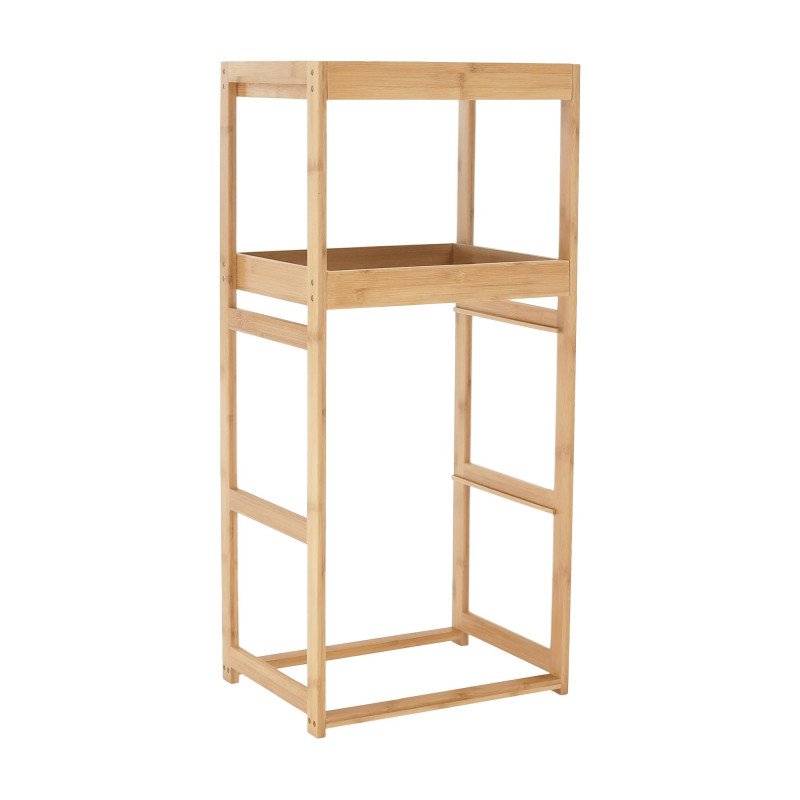 Kondela Regál, lakovaný bambus/látka sivá, KELANA