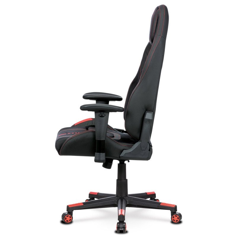 Autronic - Herné kreslo E-RACER, čierna zamatová látka a ekokoža, hojdací mechanizmus, operák 90--180°, kovový kríž, 