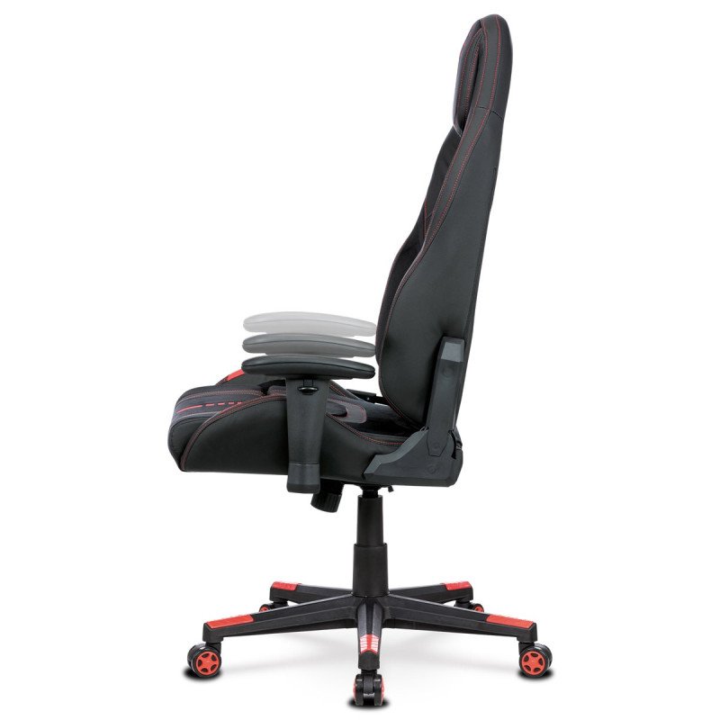 Autronic - Herné kreslo E-RACER, čierna zamatová látka a ekokoža, hojdací mechanizmus, operák 90--180°, kovový kríž, 