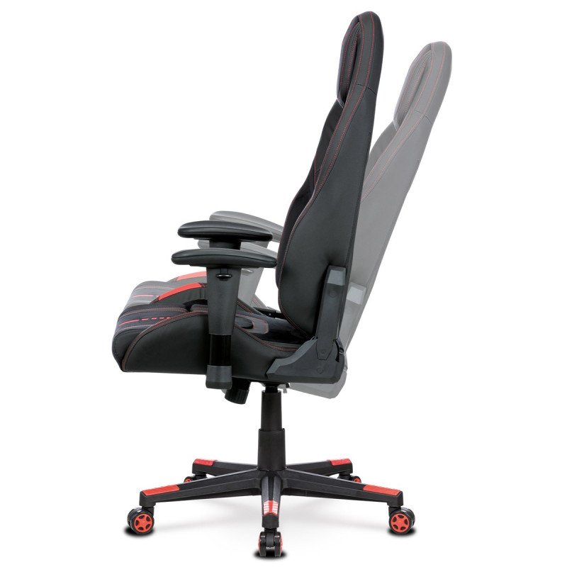Autronic - Herné kreslo E-RACER, čierna zamatová látka a ekokoža, hojdací mechanizmus, operák 90--180°, kovový kríž, 