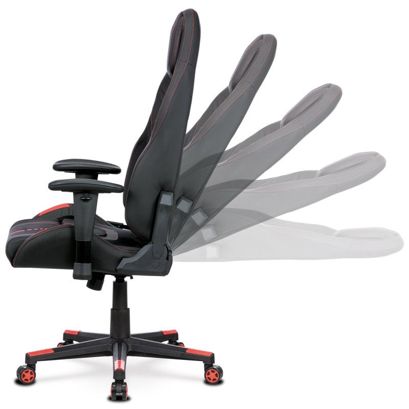 Autronic - Herné kreslo E-RACER, čierna zamatová látka a ekokoža, hojdací mechanizmus, operák 90--180°, kovový kríž, 