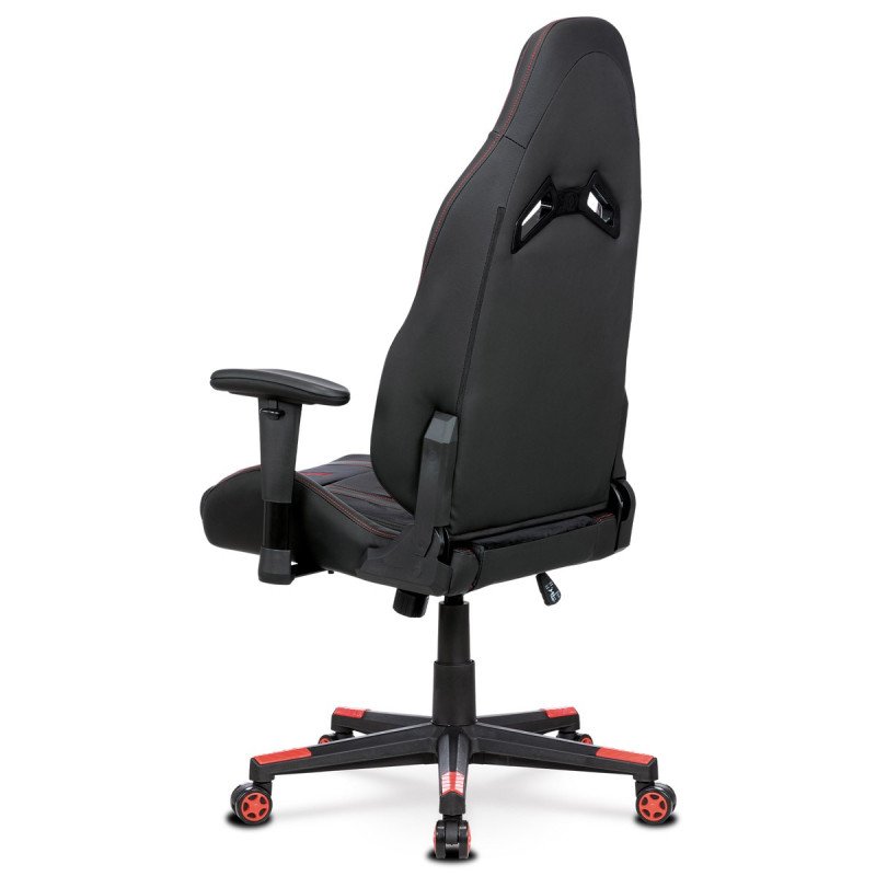 Autronic - Herné kreslo E-RACER, čierna zamatová látka a ekokoža, hojdací mechanizmus, operák 90--180°, kovový kríž, 