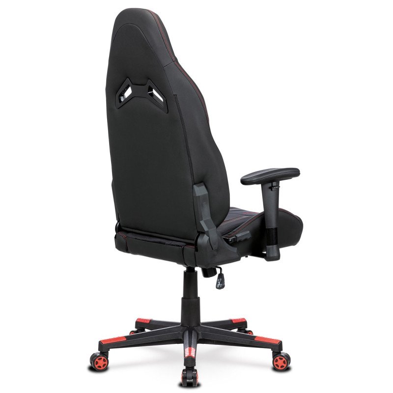 Autronic - Herné kreslo E-RACER, čierna zamatová látka a ekokoža, hojdací mechanizmus, operák 90--180°, kovový kríž, 