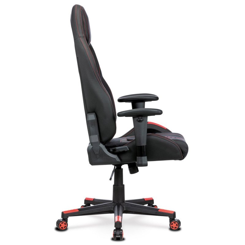 Autronic - Herné kreslo E-RACER, čierna zamatová látka a ekokoža, hojdací mechanizmus, operák 90--180°, kovový kríž, 