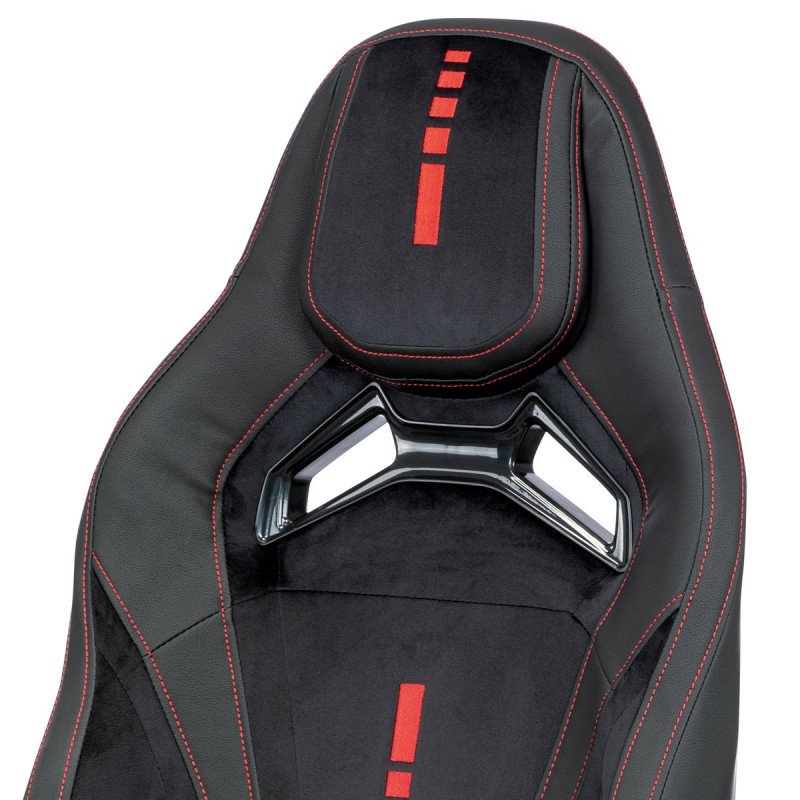 Autronic - Herné kreslo E-RACER, čierna zamatová látka a ekokoža, hojdací mechanizmus, operák 90--180°, kovový kríž, 