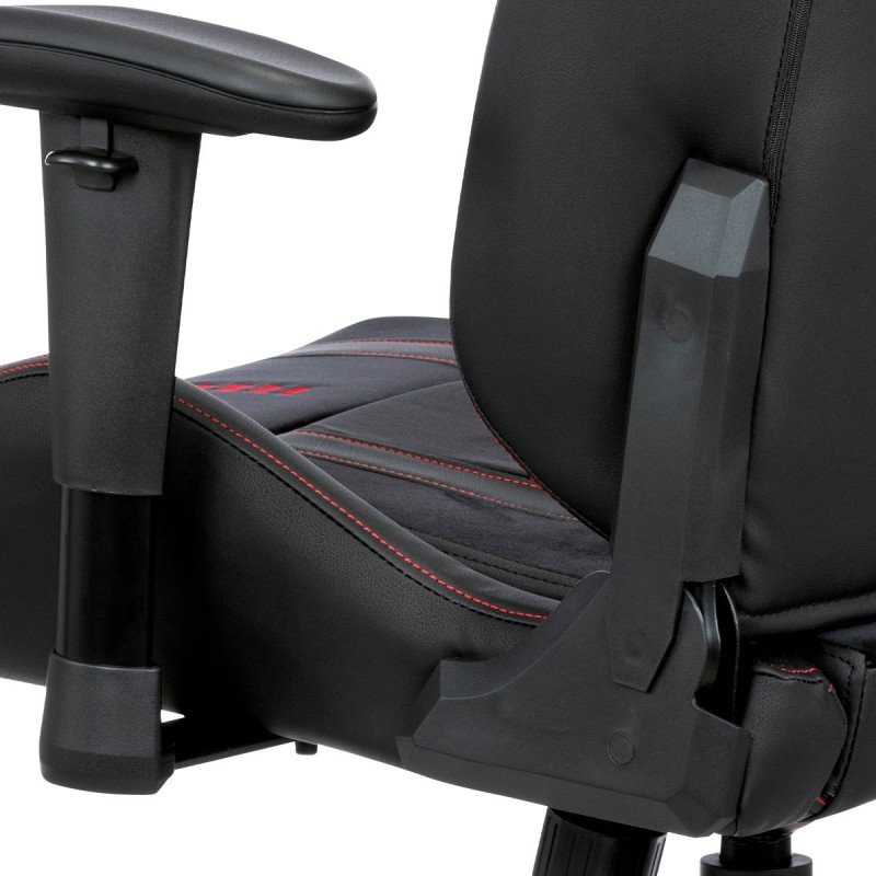 Autronic - Herné kreslo E-RACER, čierna zamatová látka a ekokoža, hojdací mechanizmus, operák 90--180°, kovový kríž, 