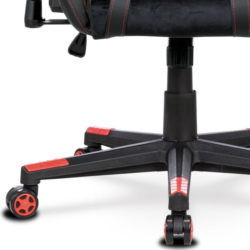 Autronic - Herné kreslo E-RACER, čierna zamatová látka a ekokoža, hojdací mechanizmus, operák 90--180°, kovový kríž, 