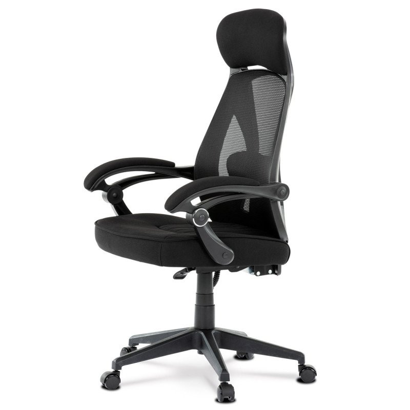 Autronic - Kancelárska stolička, poťah čierna látka a čierna sieťovina MESH, PC mech. s aretáciou - KA-Y309 BK