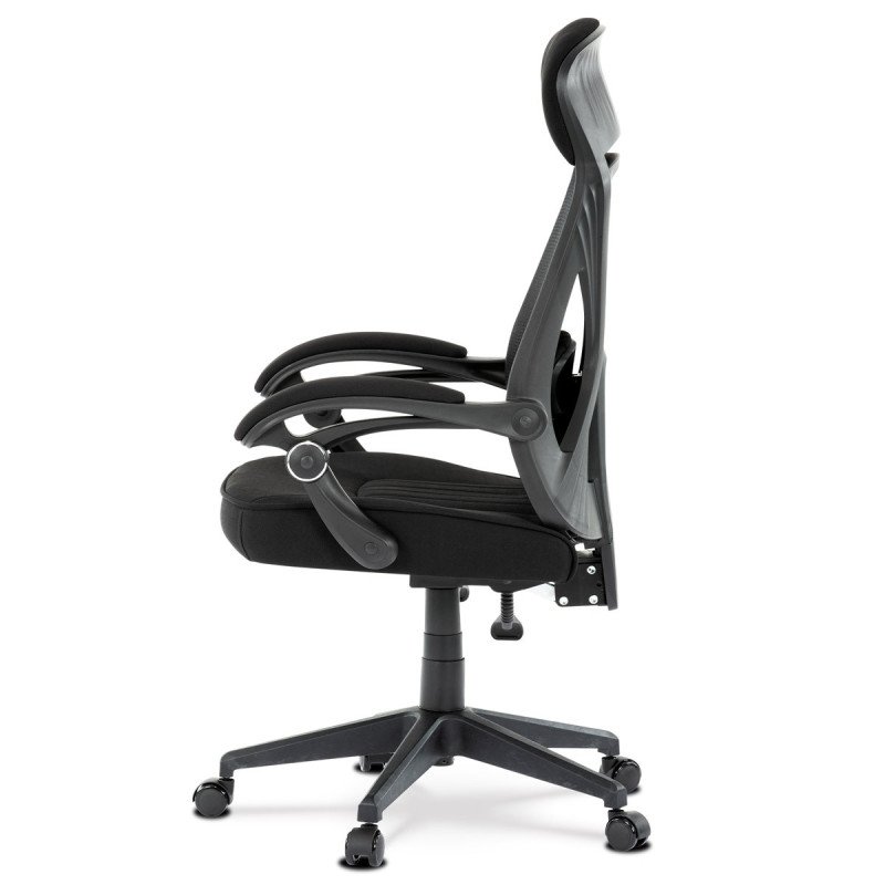 Autronic - Kancelárska stolička, poťah čierna látka a čierna sieťovina MESH, PC mech. s aretáciou - KA-Y309 BK