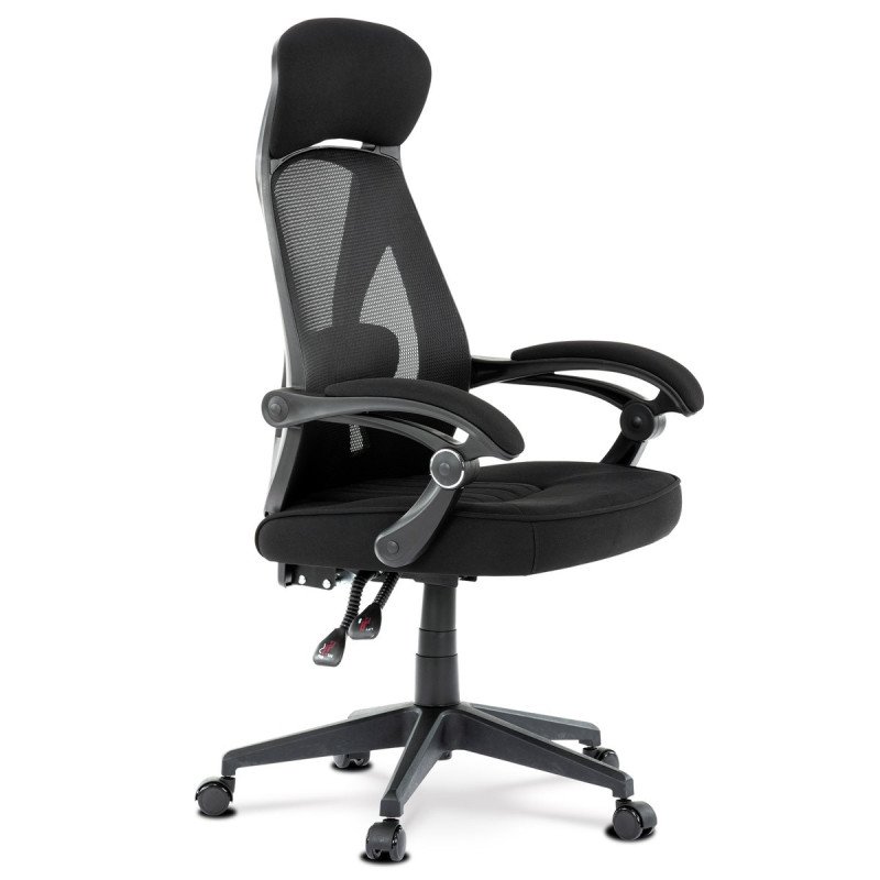 Autronic - Kancelárska stolička, poťah čierna látka a čierna sieťovina MESH, PC mech. s aretáciou - KA-Y309 BK