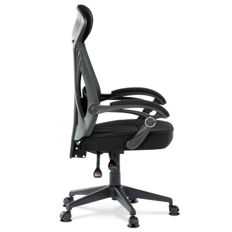 Autronic - Kancelárska stolička, poťah čierna látka a čierna sieťovina MESH, PC mech. s aretáciou - KA-Y309 BK