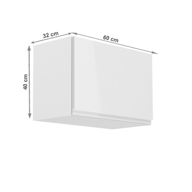 Horná skrinka, biela/biely extra vysoký lesk, AURORA G60K