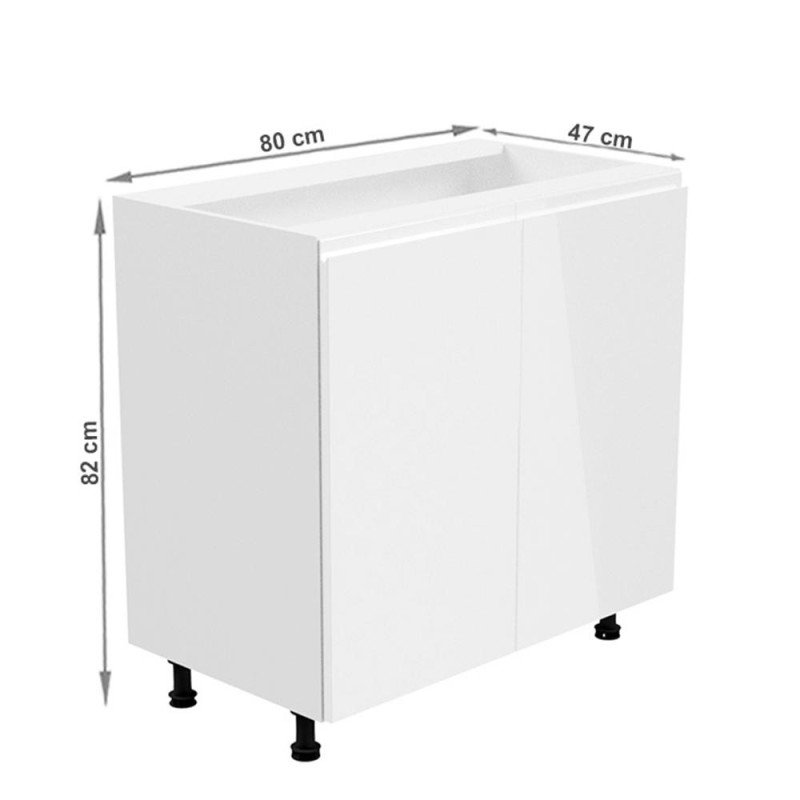 Spodná skrinka, biela/biela extra vysoký lesk, AURORA D80