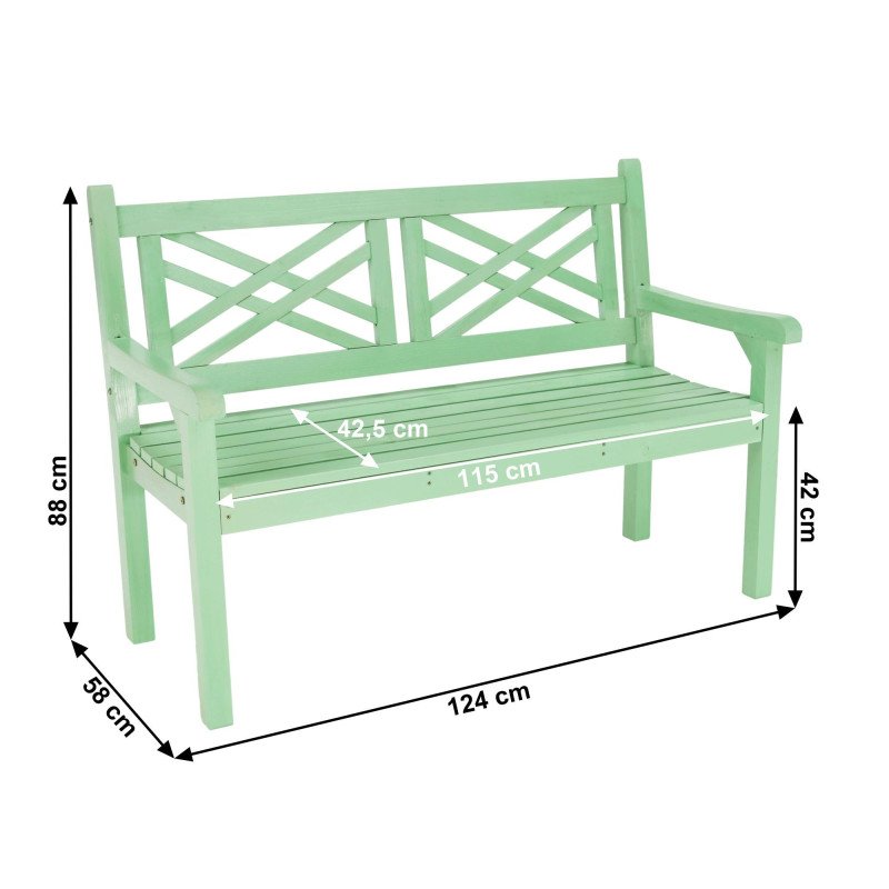 Drevená záhradná lavička, neo mint, 124 cm, FABLA