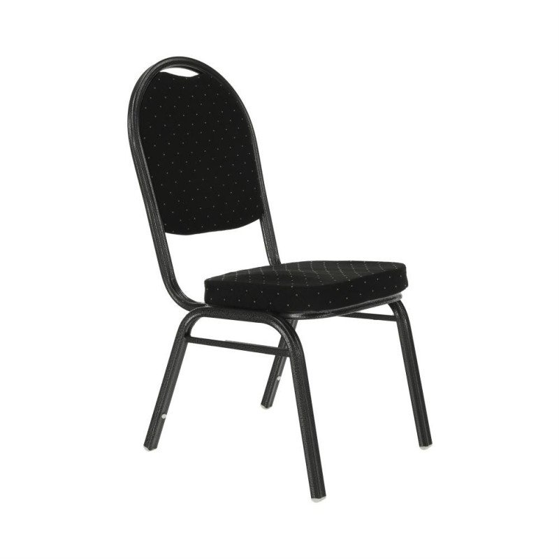 Stolička, stohovateľná, látka čierna/sivý rám, JEFF 2  NEW
