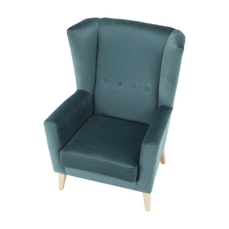 Kreslo-ušiak, mentolová/buk, RODEZA