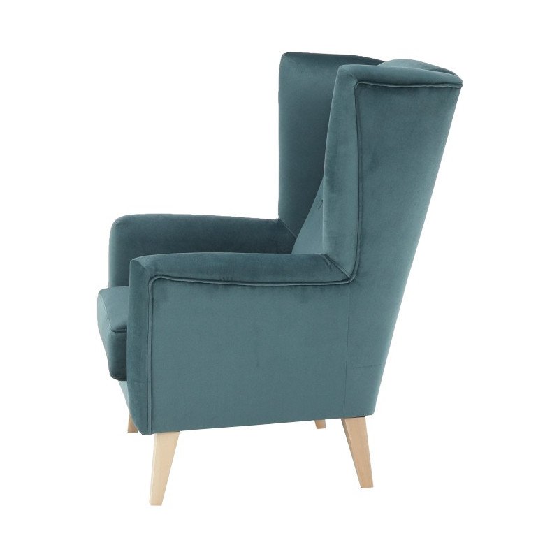 Kreslo-ušiak, mentolová/buk, RODEZA