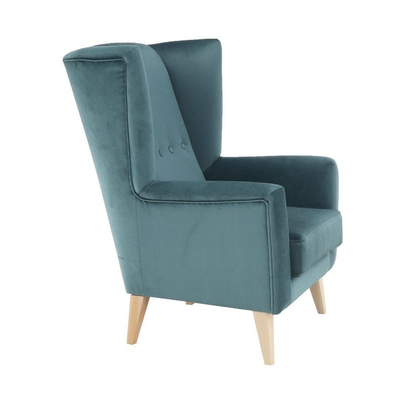 Kreslo-ušiak, mentolová/buk, RODEZA