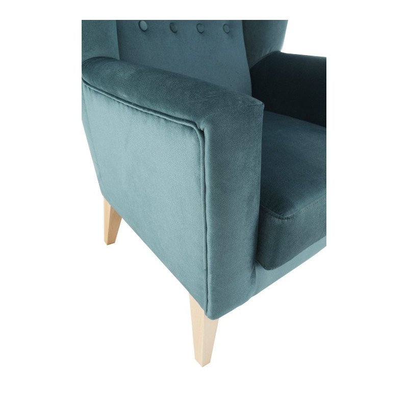 Kreslo-ušiak, mentolová/buk, RODEZA