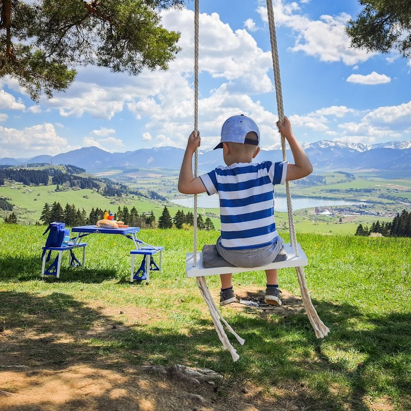 Hojdačka pre deti, biela/sivá, SVING