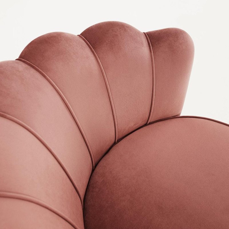 Kreslo v štýle Art-deco, ružová Velvet látka/gold chróm-zlatý, NOBLIN