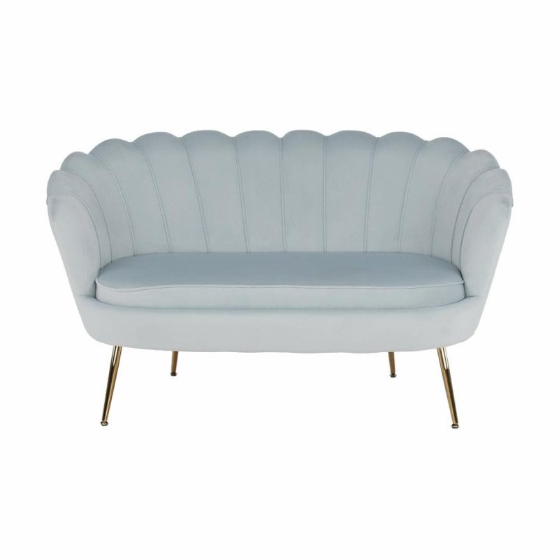Lavica v štýle Art-deco, sivomodrá Velvet látka/gold chróm-zlatý, NOBLIN