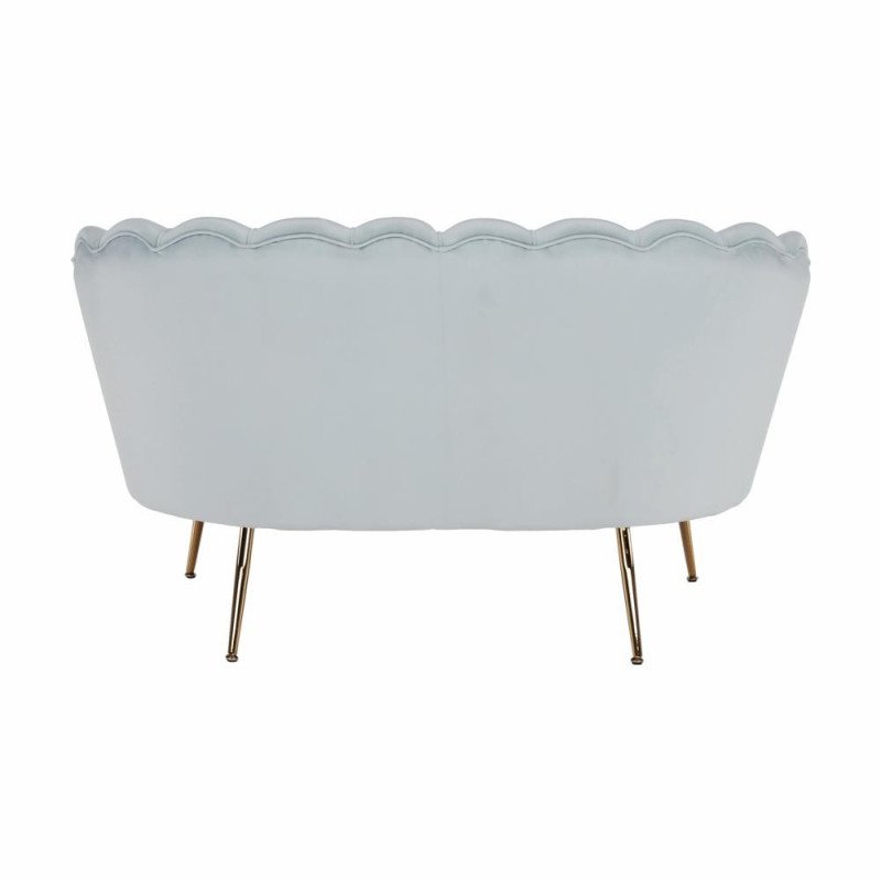 Lavica v štýle Art-deco, sivomodrá Velvet látka/gold chróm-zlatý, NOBLIN