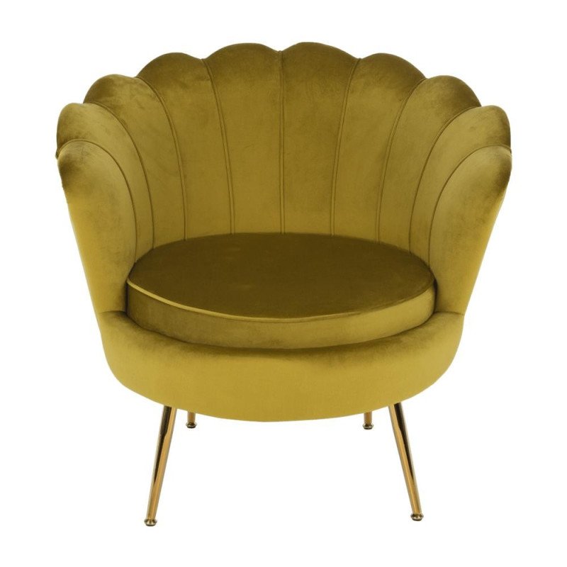 Kreslo v štýle Art-deco, horčicová Velvet látka/gold chróm-zlatý, NOBLIN