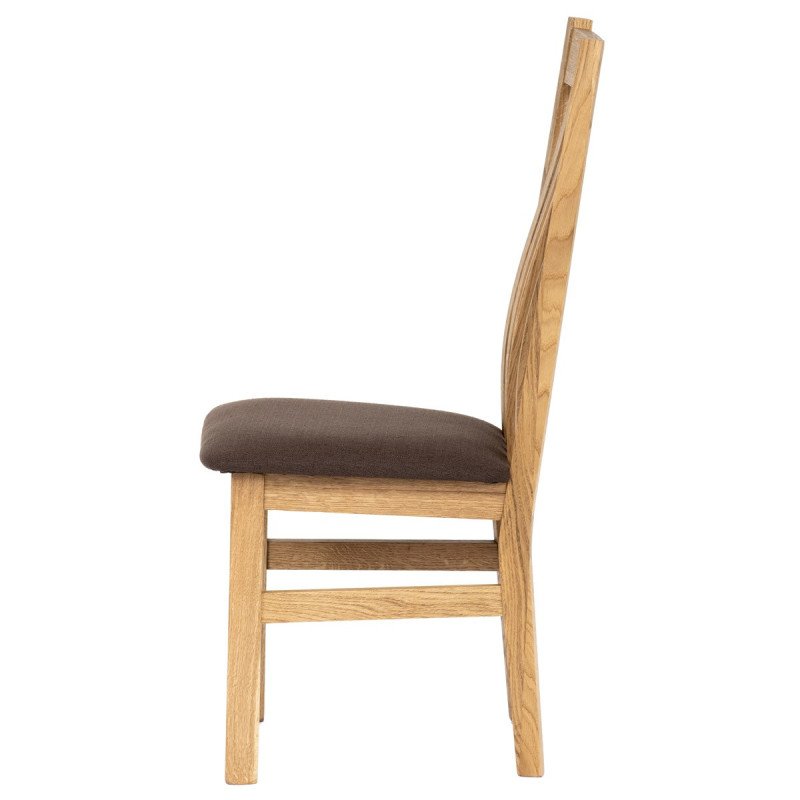 Autronic - Drevená jedálenská stolička, poťah čokoládovo hnedá látka, masív dub, prírodný odtieň - C-2100 BR2