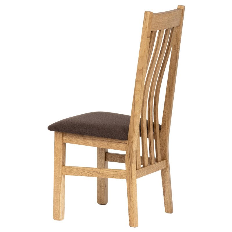 Autronic - Drevená jedálenská stolička, poťah čokoládovo hnedá látka, masív dub, prírodný odtieň - C-2100 BR2