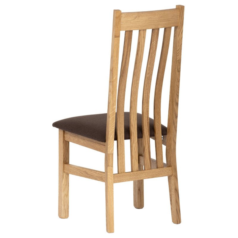 Autronic - Drevená jedálenská stolička, poťah čokoládovo hnedá látka, masív dub, prírodný odtieň - C-2100 BR2