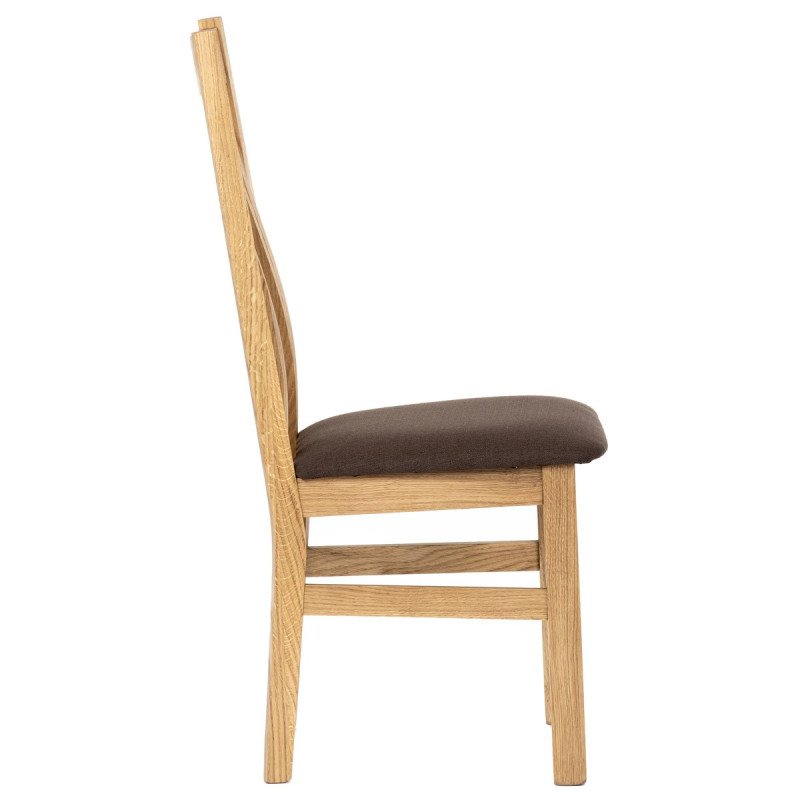 Autronic - Drevená jedálenská stolička, poťah čokoládovo hnedá látka, masív dub, prírodný odtieň - C-2100 BR2