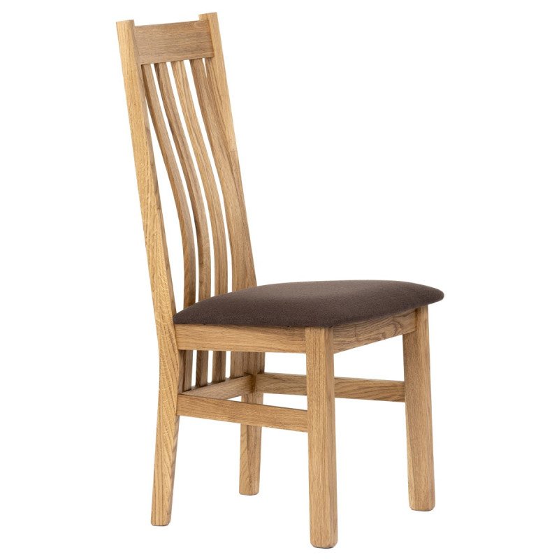 Autronic - Drevená jedálenská stolička, poťah čokoládovo hnedá látka, masív dub, prírodný odtieň - C-2100 BR2
