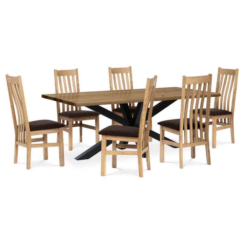 Autronic - Drevená jedálenská stolička, poťah čokoládovo hnedá látka, masív dub, prírodný odtieň - C-2100 BR2