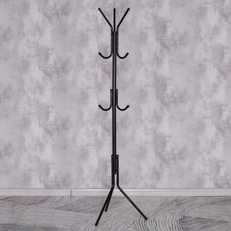 Autronic - Věšák stojanový, výška 170,5 cm, kovová konstrukce, černý lak, nosnost 6 kg - GD-101 BK
