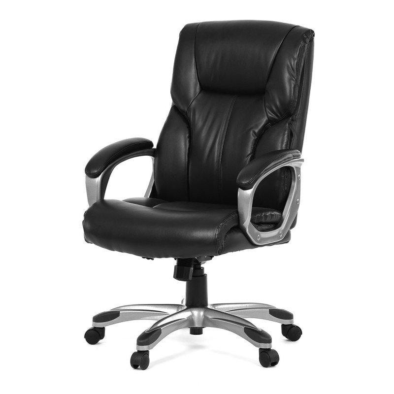Autronic - Kancelářské křeslo, černá ekokůže, plastový kříž,  houpací mechanismus - KA-N829 BK