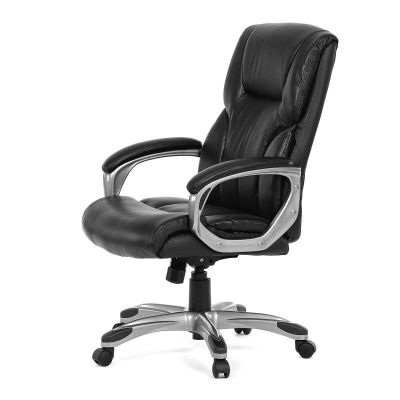 Autronic - Kancelářské křeslo, černá ekokůže, plastový kříž,  houpací mechanismus - KA-N829 BK