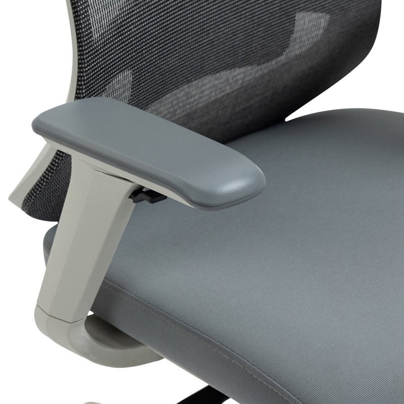 Autronic - Kancelářská židle, šedý plast, šedá průžná látka a mesh, 4D područky, kolečka pro tvrdé podlahy, multi
