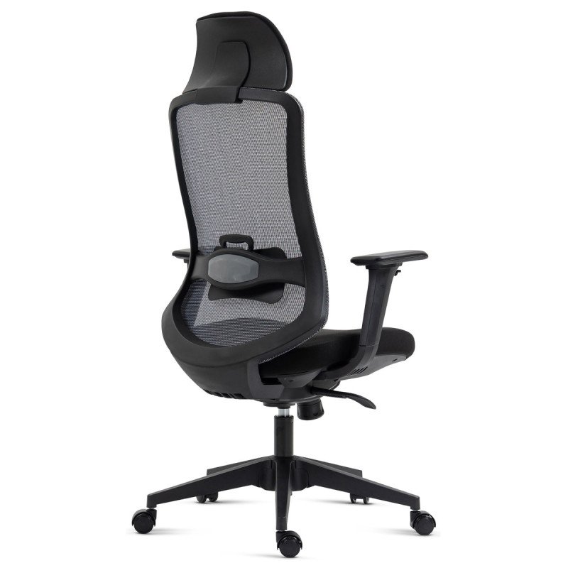 Autronic - Kancelářská židle, černý plast, černá látka, 4D područky, kolečka pro tvrdé povrchy, houpací mechanika s